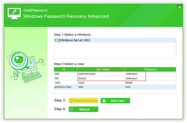 Windows Password Recovery Advanced